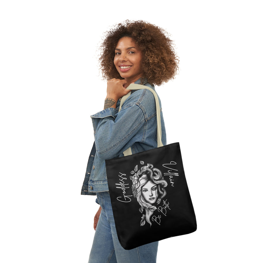 Goddess | Villain | Be Both | Canvas Tote | Black