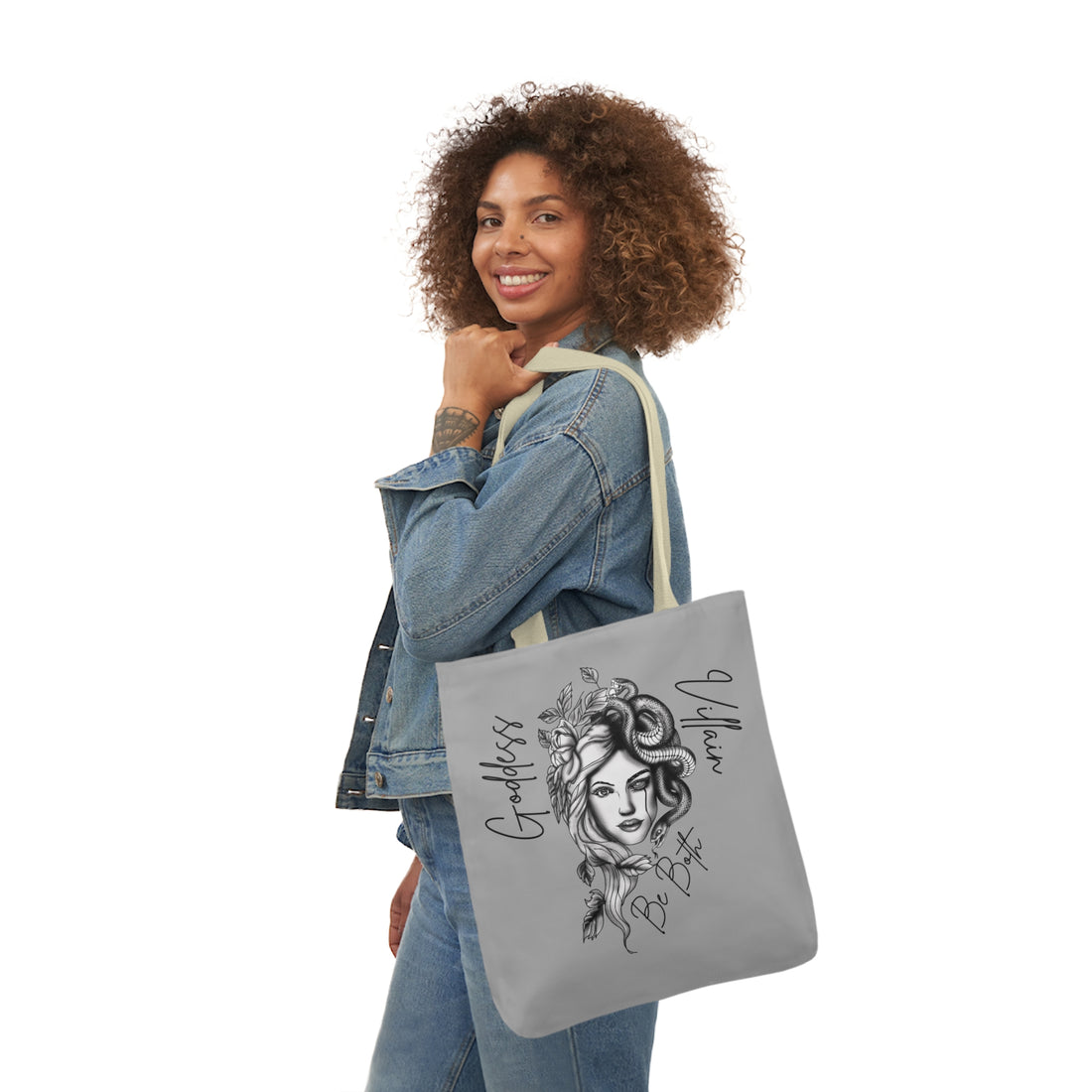 Goddess | Villain | Be Both | Canvas Tote | Gray