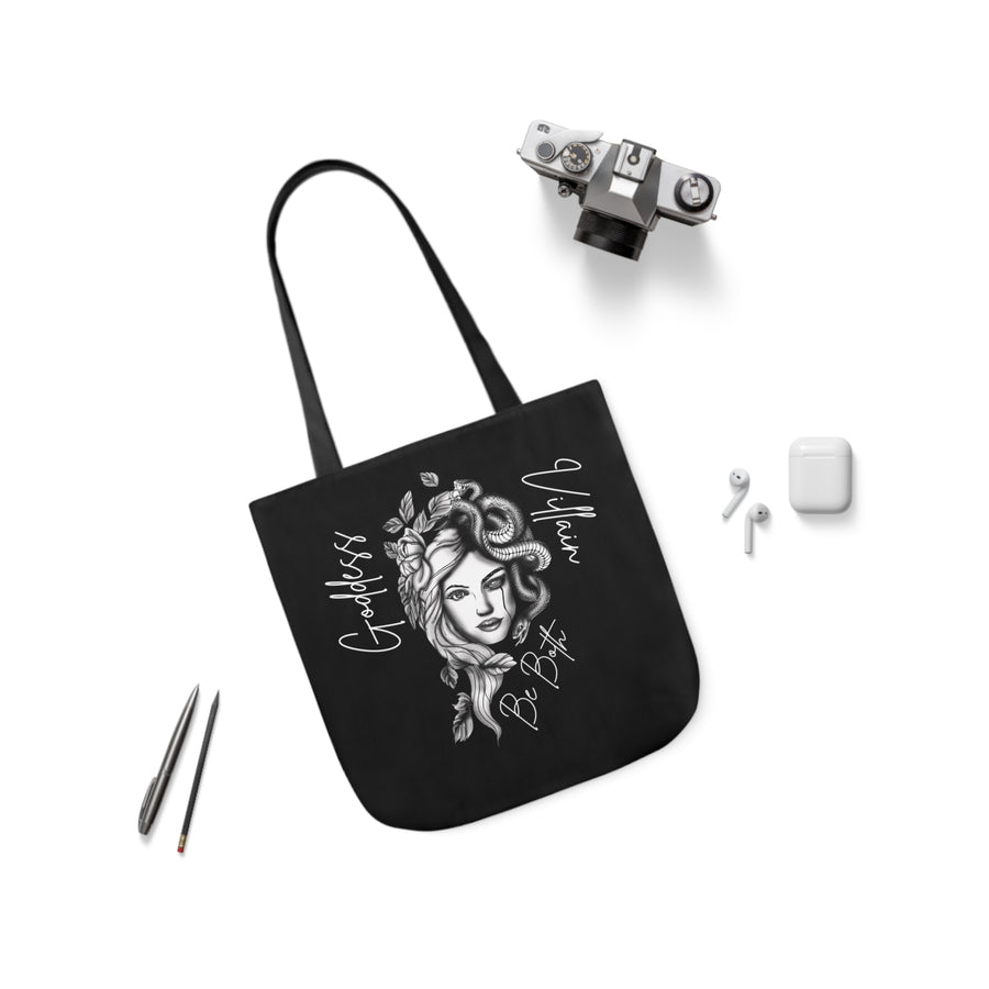 Goddess | Villain | Be Both | Canvas Tote | Black