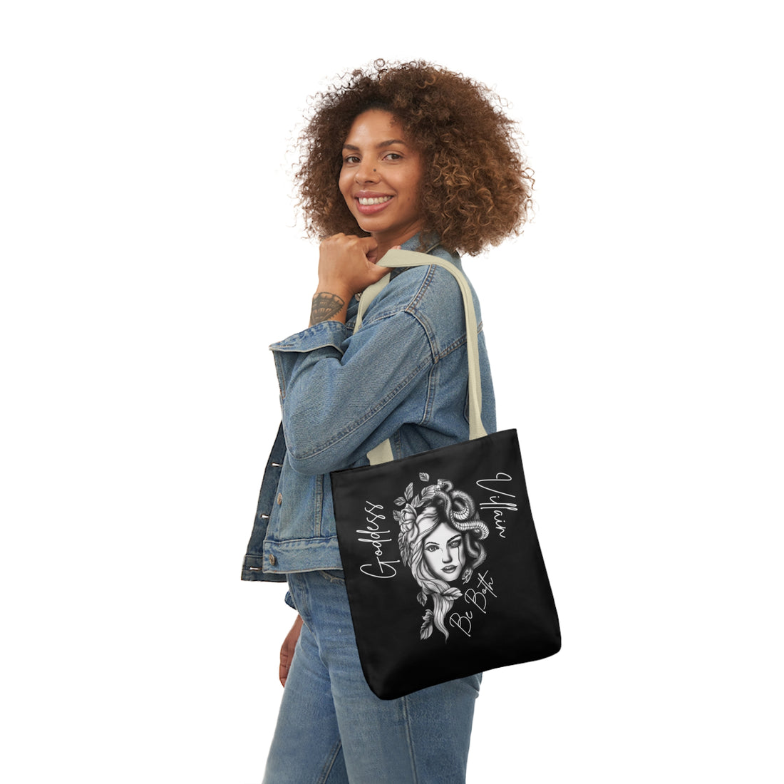 Goddess | Villain | Be Both | Canvas Tote | Black