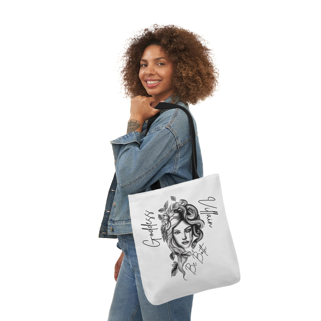 Goddess | Villain | Be Both | Canvas Tote | White