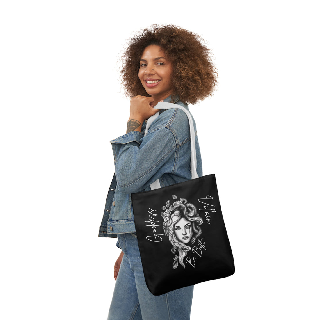 Goddess | Villain | Be Both | Canvas Tote | Black