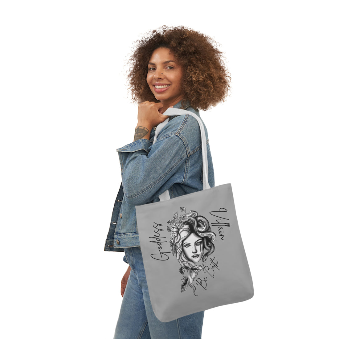 Goddess | Villain | Be Both | Canvas Tote | Gray