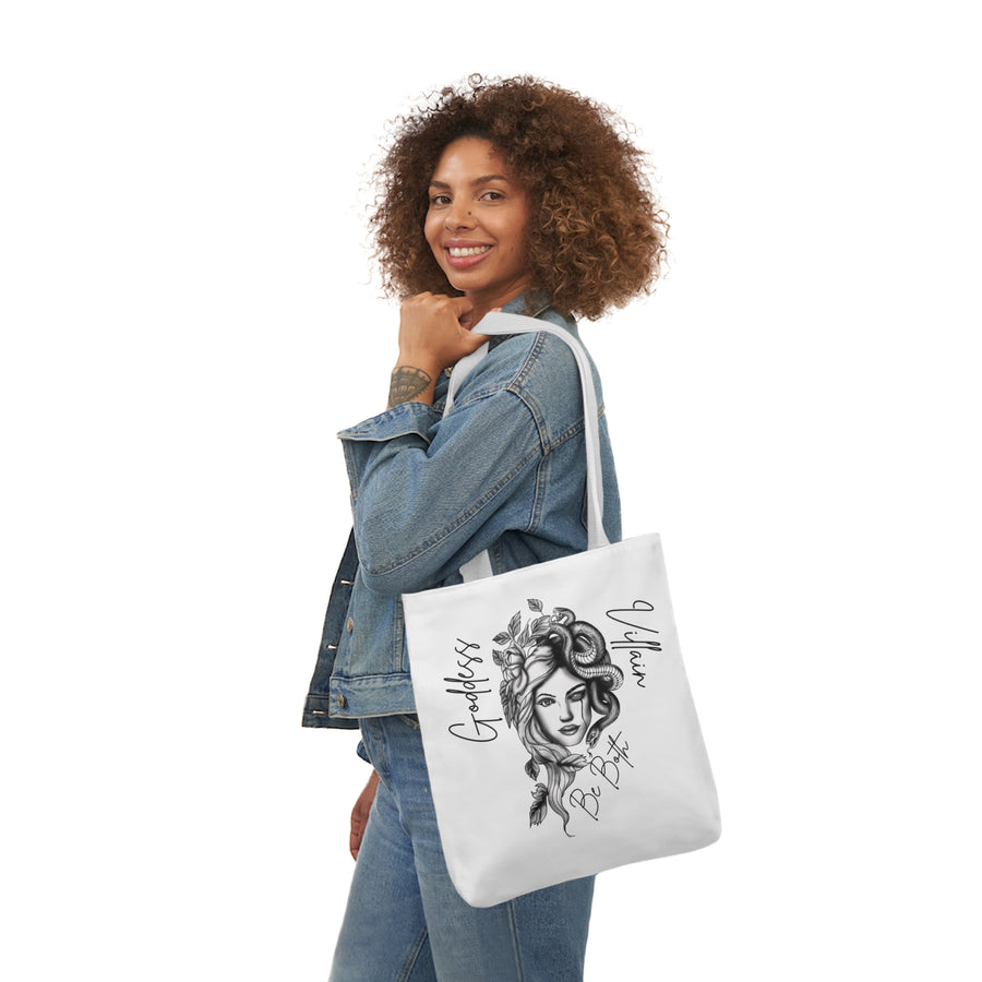 Goddess | Villain | Be Both | Canvas Tote | White