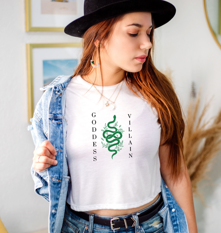 new snake white crop tee