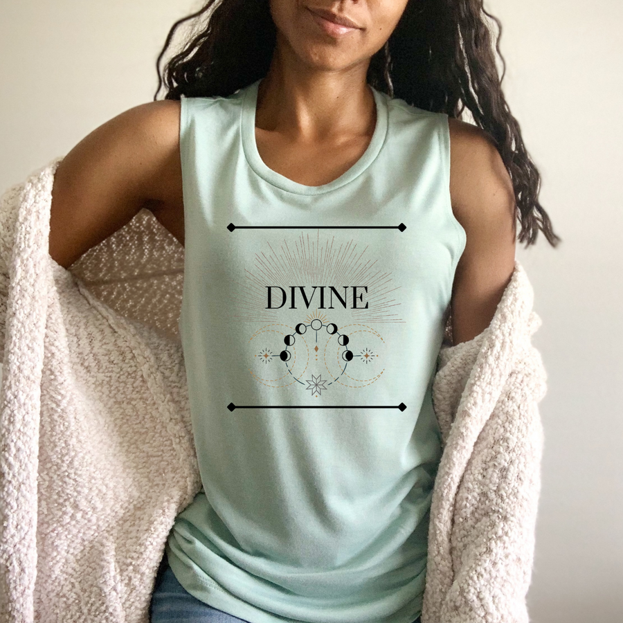 Divine | Flowy Scoop Muscle Tank | Dusty Blue