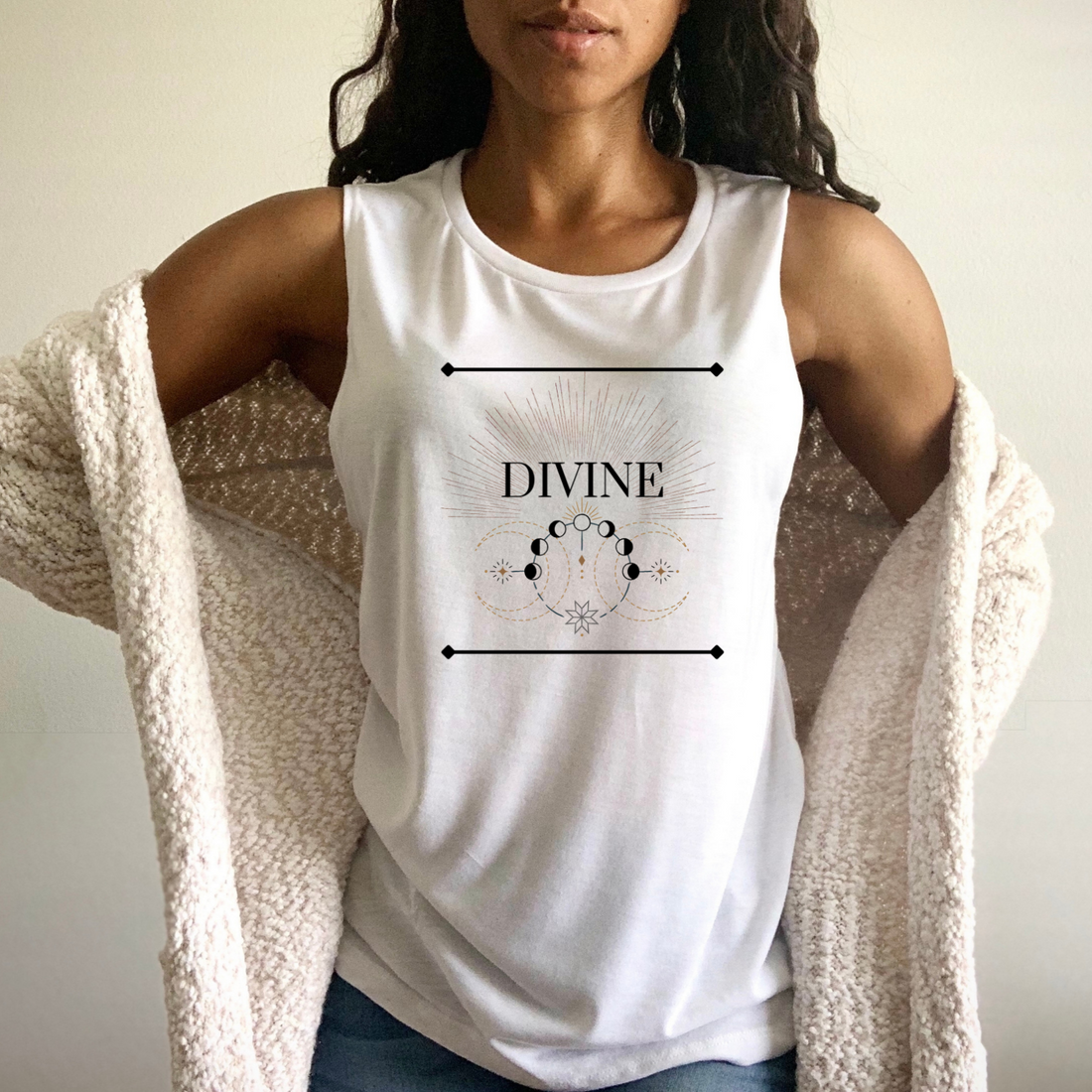 Divine | Flowy Scoop Muscle Tank | White