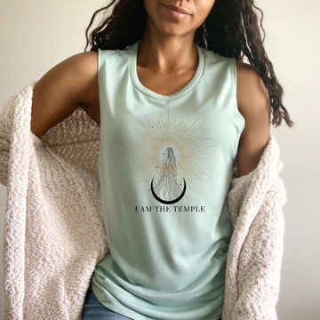 I Am The Temple | Flowy Scoop Muscle Tank | Dusty Blue