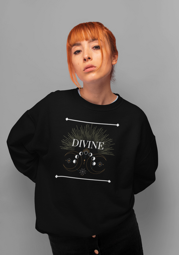 DIVINE | TRIPLE MOON Crewneck Sweatshirt | Black