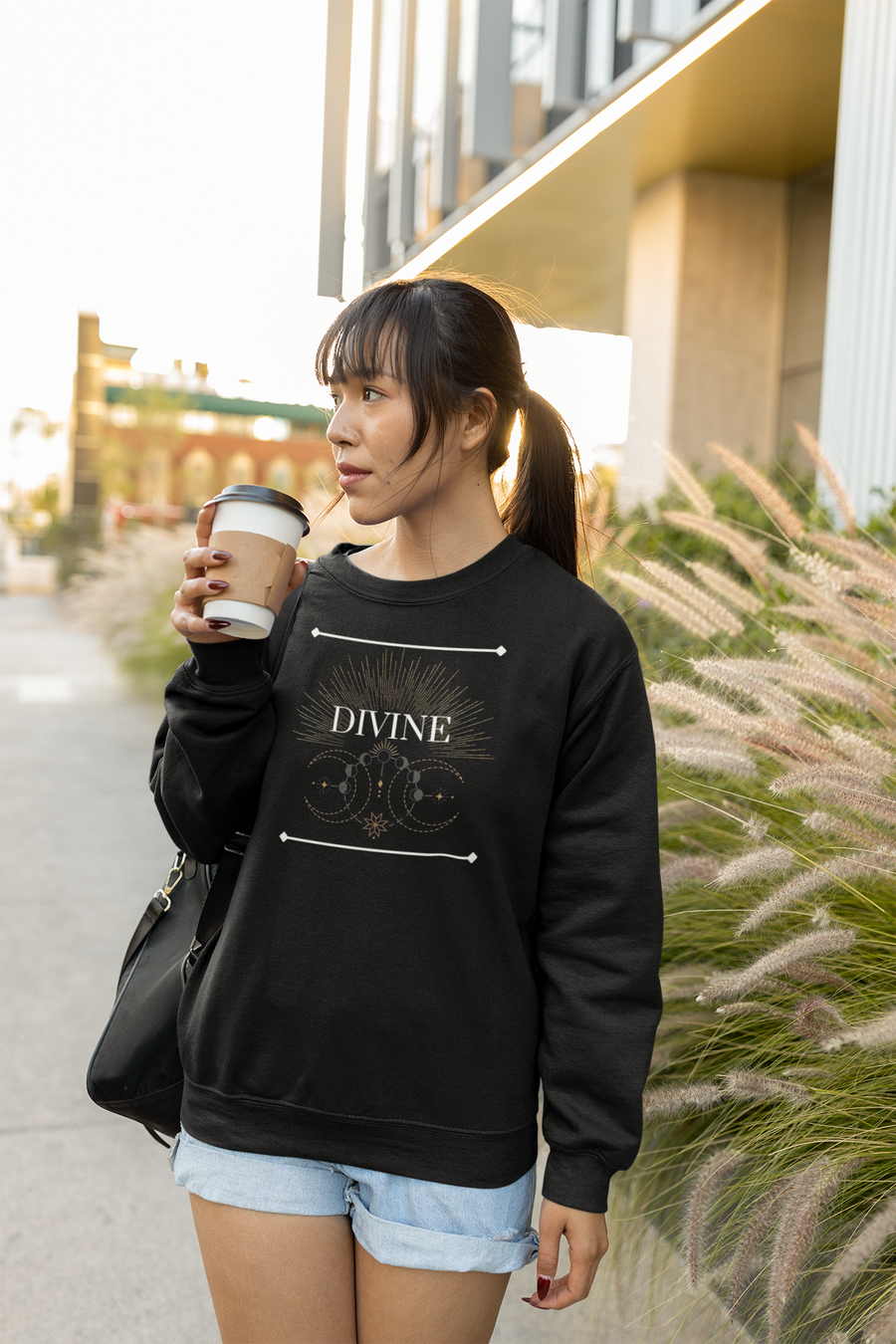 DIVINE | TRIPLE MOON Crewneck Sweatshirt | Black