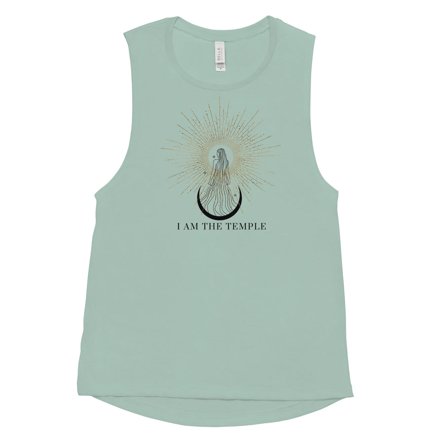 I Am The Temple | Flowy Scoop Muscle Tank | Dusty Blue