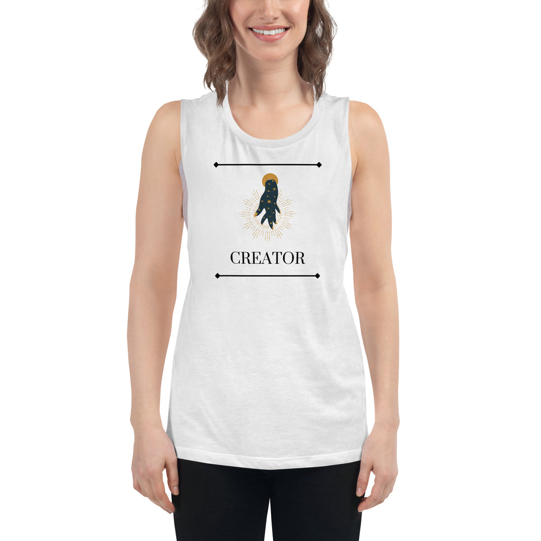 Creator | Flowy Scoop Muscle Tank | White