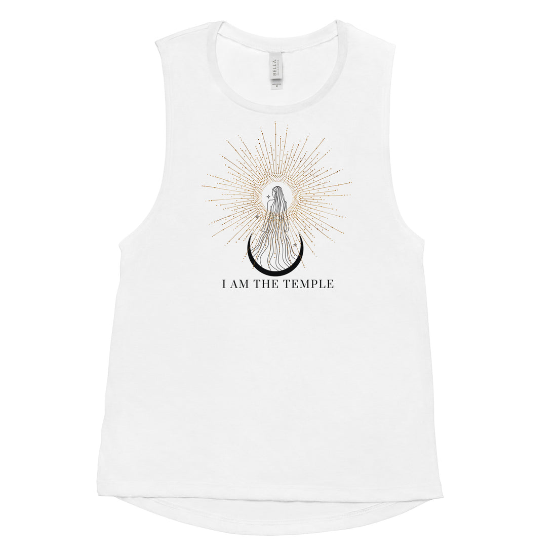 I Am The Temple | Flowy Scoop Muscle Tank | White