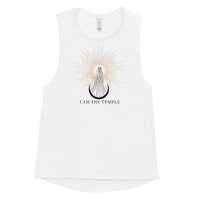 I Am The Temple | Flowy Scoop Muscle Tank | White